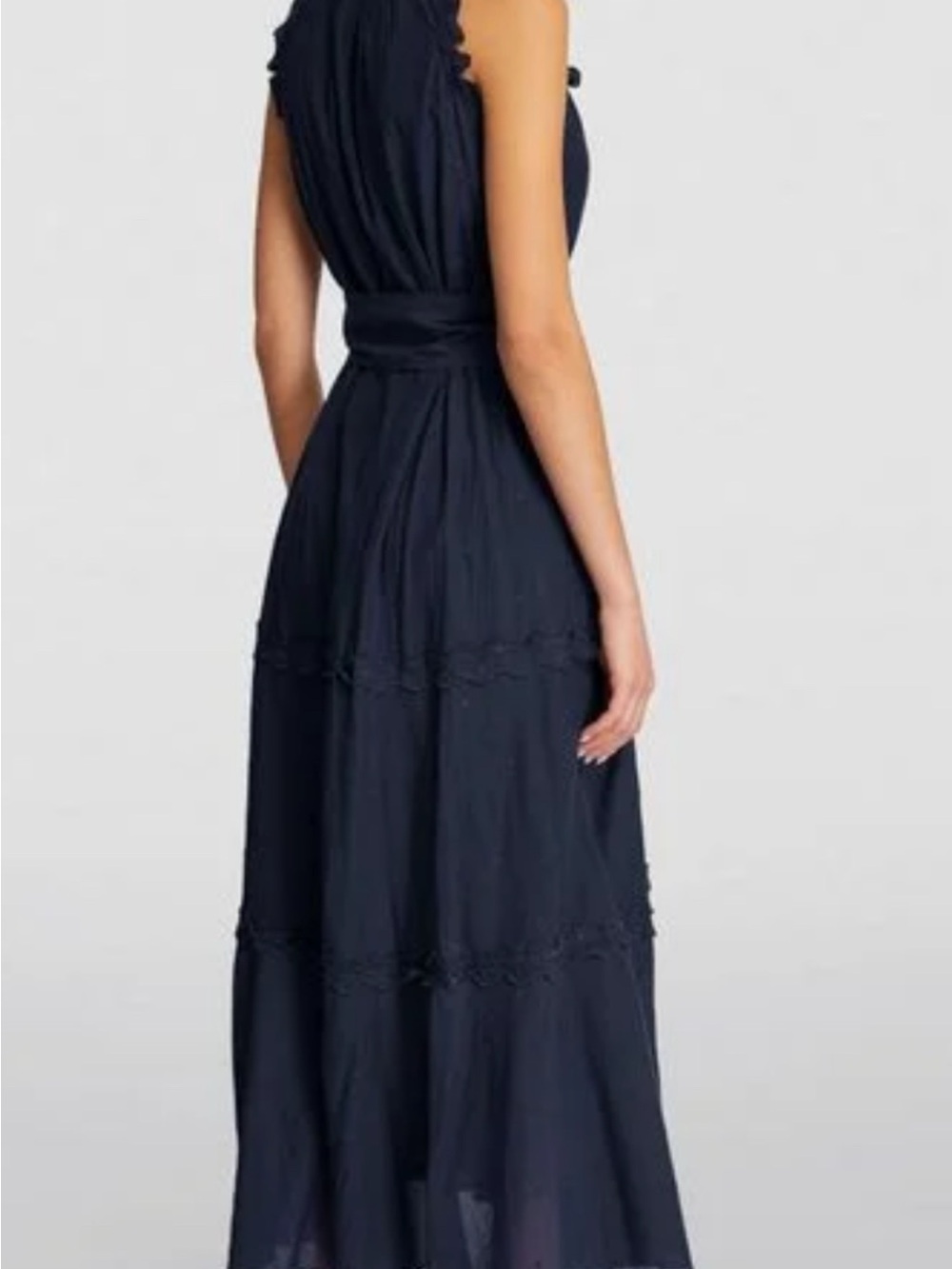 ME+EM size 10 meandem Navy Halter Tie-Waist Maxi Dress cotton $598 - Picture 3 of 3